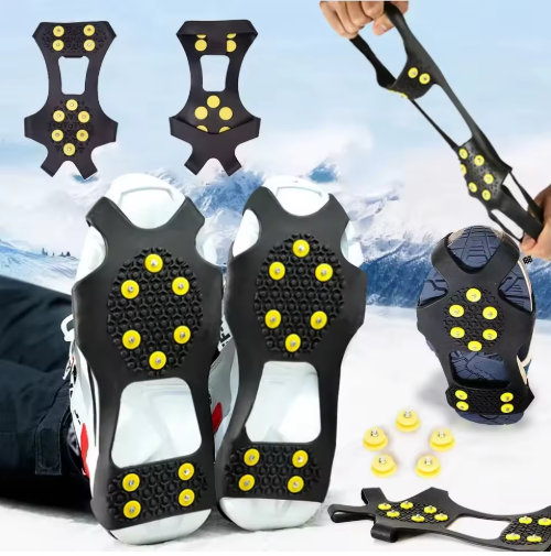 Ice Cleats Snow Grips / Non-Slip Traction Crampons 10 Steel Studs for Shoes Boots / Snow Ice Walking