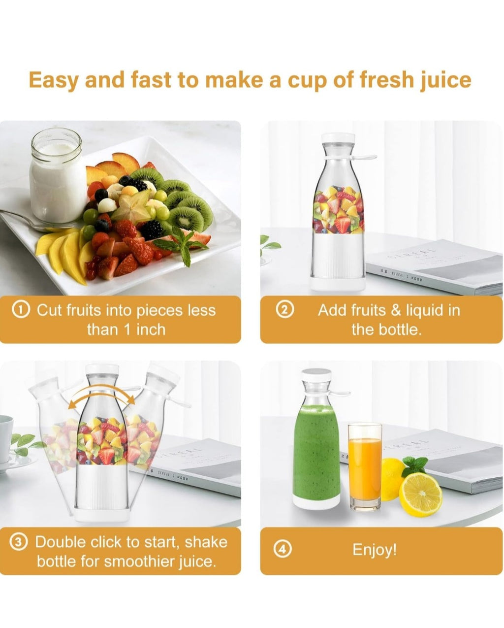 420ml Smoothie Blender Cup Electric Juicer Portable Juicer Cup USB Rechargeable